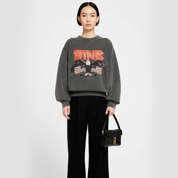 Anine Bing Vintage Sweatshirt in Black - Picture 4 of 9